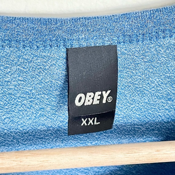 Obey All Power To The People Graphic Heather Blue T Shirt Men’s size XXL - Picture 6 of 6